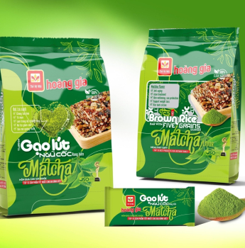 Thanh Gạo Lứt Ngũ Cốc Matcha Hoàng Gia 180g (10 thanh)